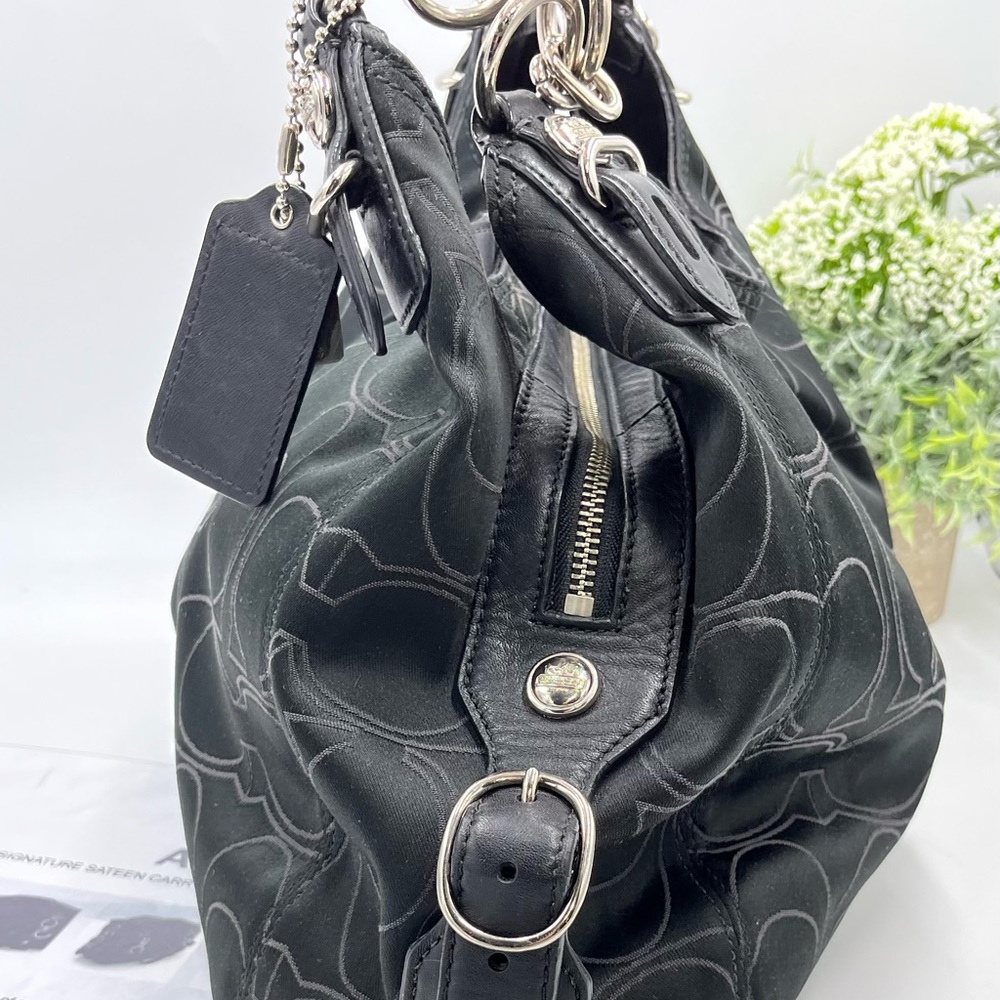 Coach Large Black Signature Maggie Mia Shoulder Bag Handbag Hobo Bag #16153 - Picture 3 of 16